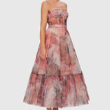 LEO LIN (pink) Rae bustier corset midi
