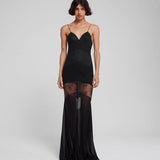 RAT AND BOA (Black) Venezia Multiple Lace Slip Maxi