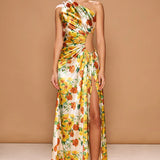 SONYA MODA (orange/green/cream) Nour Yarden floral cut out maxi