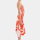 SIR THE LABEL (red/white) Ramona Asymmetric Bias silk midi