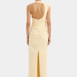 SIR THE LABEL (baby yellow) Giacomo gathered one shoulder maxi