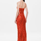 MISHA (orange/red) Sapphire Sequin gown