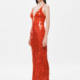 MISHA (orange/red) Sapphire Sequin gown
