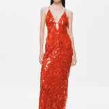 MISHA (orange/red) Sapphire Sequin gown