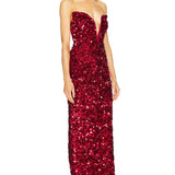SELF PORTRAIT (red) 3D sequin midi