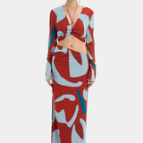 SIR THE LABEL (blue/red) Frankie gathered skirt/top set