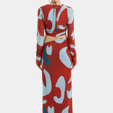 SIR THE LABEL (blue/red) Frankie gathered skirt/top set