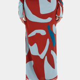 SIR THE LABEL (blue/red) Frankie gathered skirt/top set