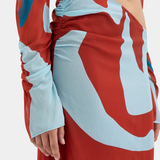 SIR THE LABEL (blue/red) Frankie gathered skirt/top set