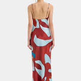 SIR THE LABEL (blue/red) Frankie silk slip midi