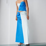 SIR THE LABEL (blue) Azul twist top/midi skirt set