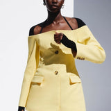 SIR THE LABEL (yellow) Sandrine off the shoulder tailored blazer mini
