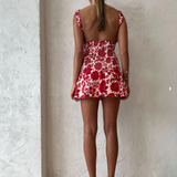 SIR THE LABEL (red) Cinta floral backless mini