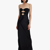 BEC AND BRIDGE (black) Halle strapless mesh/silk gown