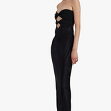 BEC AND BRIDGE (black) Halle strapless mesh/silk gown