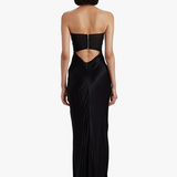 BEC AND BRIDGE (black) Halle strapless mesh/silk gown
