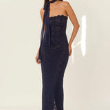 ARCINA ORI (navy blue) Meredith lace scarf maxi