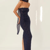 ARCINA ORI (navy blue) Meredith lace scarf maxi