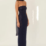 ARCINA ORI (navy blue) Meredith lace scarf maxi