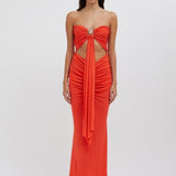 CHRISTOPHER ESBER (orange) Bezel Quartz strapless open tummy gown