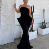 NORMA KAMALI (black) Strapless wing fishtail gown