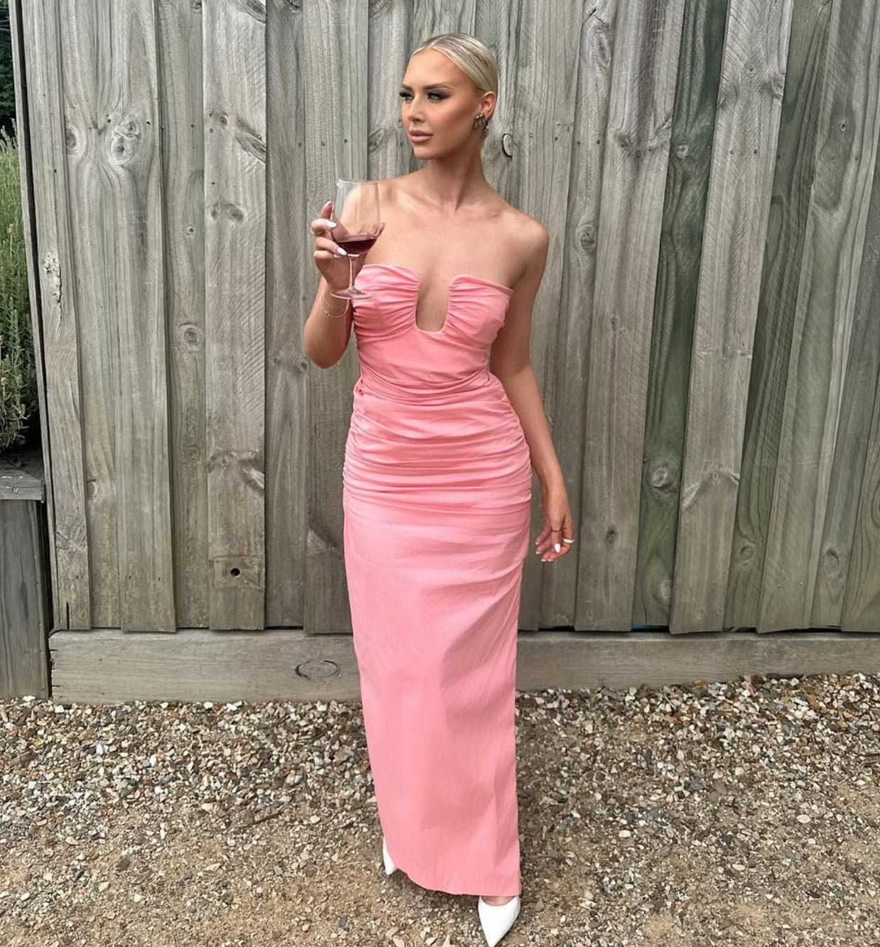 sir pink dress SIR. Giacomo Gathered Gown  02HIRE