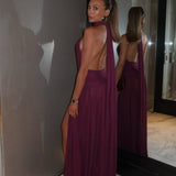 EFFIE KATS (burgundy) Verity halter gown