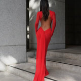 EFFIE KATS (red) Monaco Long Sleeve Gown
