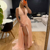 CUSTOM MADE (apricot/pink) halter gown