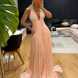 CUSTOM MADE (apricot/pink) halter gown