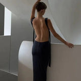EFFIE KATS (black) Helena string back backless gown