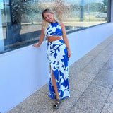 SIR THE LABEL (blue/white) Esme Floral Silk Skirt Set