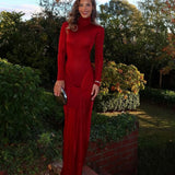 HELSA (red) Slinky long sleeve wrap gown