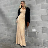 MANNING CARTELL (gold) light angels sequin slip maxi