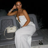 CHRISTOPHER ESBER (white) palm strapless gown