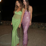 CHRISTOPHER ESBER Silk Mesh Tummy Maxi (Green)