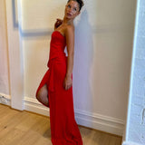 MANNING CARTELL (red) Asymmetrical Games Strapless gown