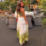 ALEMAIS (green/white) Wallis bralette top and skirt set