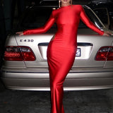 EFFIE KATS (red) Meika Long Sleeve Bodycon Cutout Maxi