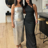 SIR THE LABEL (black) Giacomo gathered one shoulder maxi