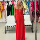 CHRISTOPHER ESBER (grapefruit/pink peach) arced palm strapless gown