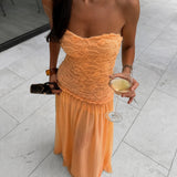JEFRE SEI (orange apricot) Renata Drop Hem Maxi