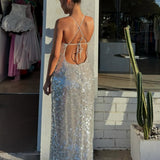 MANNING CARTELL (silver) Clear Statement halter maxi