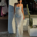 MANNING CARTELL (silver) Clear Statement halter maxi