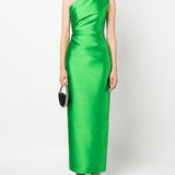 SOLACE LONDON (green) Kira Twill one shoulder gown