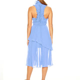 TALULAH (blue) Jodi high neck pleated midi