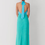 THE WOLF GANG (blue/green) Oahu slip halter maxi