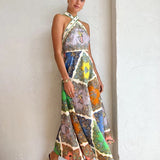 ALEMAIS (multicolor) Trippy Troppo halter backless midi