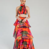 YAURA FAARI (red/orange) Aquarelle skirt/top set