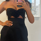 YOJANI BOUTQUE (black) Valencia strapless flower mini